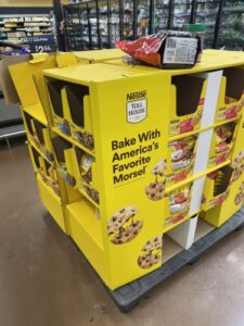 a display for cookies inside a grocery store